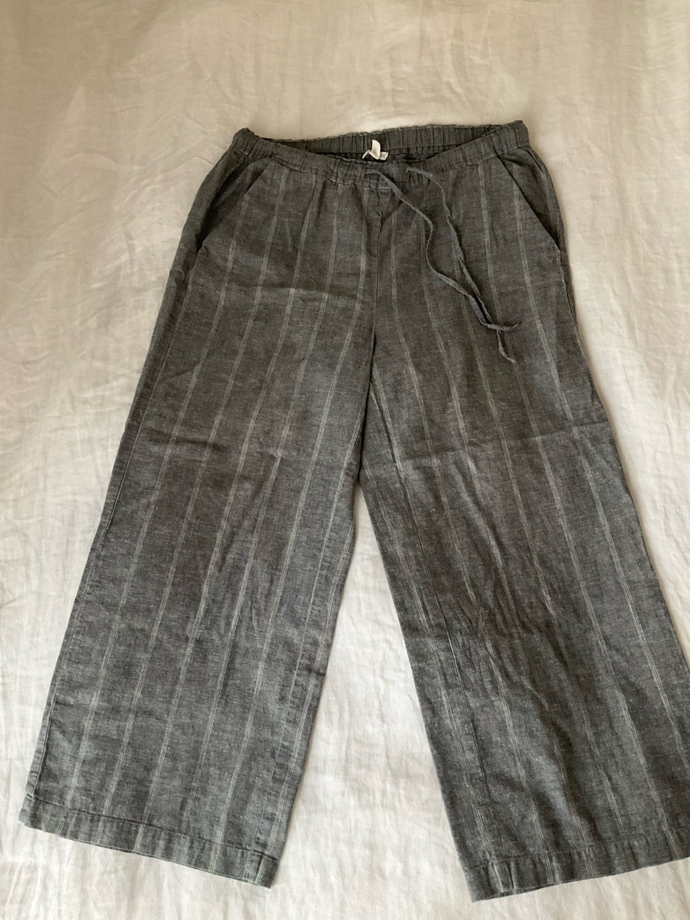 Eileen Fisher Organic Cotton/Hemp Wide Leg Crop Pants, Striped, size small